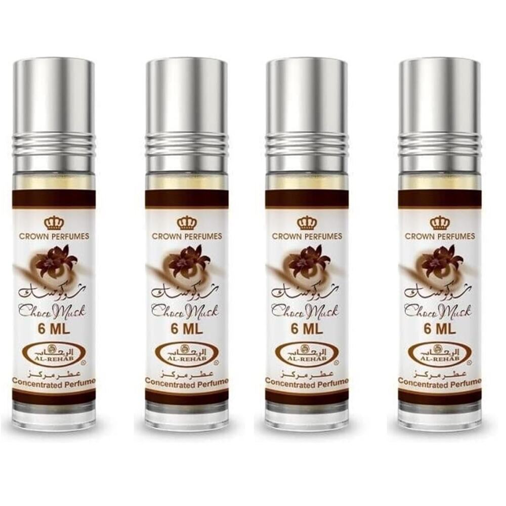 Al-Rehab Choco Musk Perfume Oil Roll On 6ml Unisex Fragrance Pack of 4